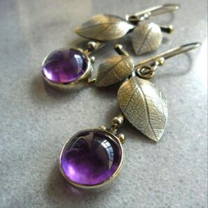 Purple Sapphire French Hook Earrings on 925 Sterling Silver
